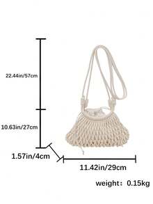 Summer New Women's One Shoulder Diagonal Casual Crochet Hollow Bohemian Style Chic Versatile Tote Bag, Suitable For Beach Vacation, Beach Travel And Other Occasions - White - View 8