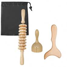 Wooden Massage Tool Set, Wooden Massager Set, Manual Massage Tools For Legs, Waist, Shoulders, Arms, Back, Full Body Massage, Wooden Massage Roller, Home And Office Use - Apricot - View 1