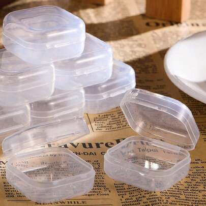 5/10/30/60/Pcs Small Box Square Transparent Plastic Box Jewelry Storage Box Precision Processing Container Packaging Earring Storage Box