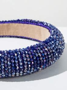 1 chiếc băng đô cài tóc thủ công kiểu Hàn Quốc màu trơn, đính hạt pha lê, chất liệu xốp, kiểu dáng cao cấp, sang trọng, đa năng, thích hợp cho các bữa tiệc, lấp lánh và là phụ kiện tóc chất lượng cao. - FG782 Xanh Hoàng Gia - Xem 4