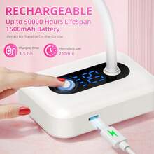 UV LED美甲灯迷你美甲烘干机无线美甲支架灯美甲360°可折叠美甲烘干灯紫外线美甲灯 - 白色 - 查看 5