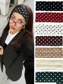 1/6条装女士波点发带，弹力宽幅布艺发箍，甜美优雅波西米亚风发饰，吸汗头巾，适合日常佩戴、健身、跑步、普拉提 | 复活节礼物，母亲节礼物 - 彩色 - 查看 13