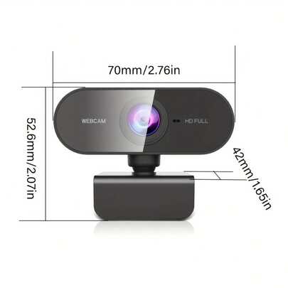 1080P HD Webcam With Built-In Microphone, Wide Angle View, USB Interface, 360° Rotation, Clip-On Camera, Suitable For Office And Home Security Monitoring