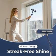 2-In-1 Window Cleaning Kit, Professional Long Handle Glass Cleaning Brush And Window Squeegee With Bendable Head, Suitable For Indoor/Outdoor Windows And Car Glass Cleaning - Multicolor - View 4
