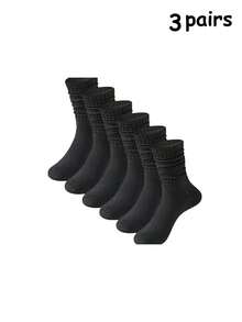 1/3/6双装女士宽松针织袜，女士堆堆袜，女士堆堆袜，女士堆堆袜，女士短袜，黑色、白色和灰色，压缩袜，舒适 - 彩色 - 查看 7