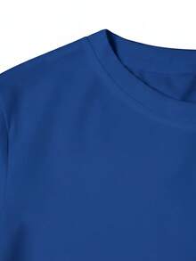 Conjunto set paquete pack 2 piezas dama mujer playera camiseta blusa gráfica manga corta cuello redondo shorts leggings biker cortos básico casual estampado ciudades new york NY nueva york - Azul Rey - Ver 3