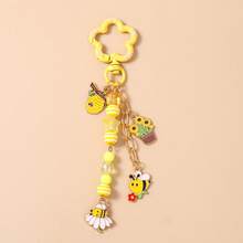 1件新款时尚串珠向日葵动物钥匙扣，蜂巢花蜜蜂钥匙圈，包包挂饰 - 彩色 - 查看 3