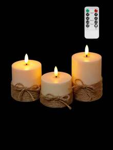 Bộ 3 đèn LED điện tử không lửa (không kèm pin), có điều khiển từ xa và hẹn giờ, thời gian hẹn giờ 2/4/6/8 giờ, hiệu ứng ngọn lửa lập lòe, thích hợp cho đám cưới, cầu hôn, Giáng sinh, Ngày Valentine, tiệc công ty, Ngày của Mẹ. - ánh sáng ấm áp - Xem 12