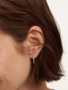 Bông tai khoen tròn cỡ trung sang trọng, thanh lịch bằng bạc Sterling 925, đính đá Cubic Zirconia, kiểu dáng thời trang dành cho nữ. - Bông tai vòng Zircon - Xem 6