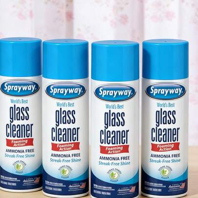 Sprayway Ammonia-Free Glass Cleaner, Heavy-Duty Foaming Aerosol Spray For Streak-Free Shine On Windows, Mirrors, Windshields, Picture Frames & More, Fast-Acting Formula Dissolves Dirt, Grease, Fingerprints & Smoke Film, Long-Lasting Lavender Scent, Professional-Grade Household Cleaning Spray Since 1947, 19 Oz