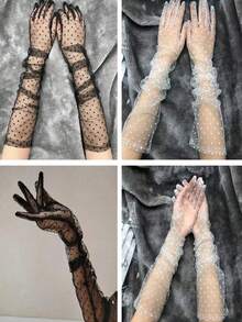 1 Pair Women's Sexy Lace Mesh Polka Dot Breathable Arm Sleeves, Suitable For Balls, Parties, Nightclubs, Bridal Weddings, And Daily Wear - Multicolor - View 8