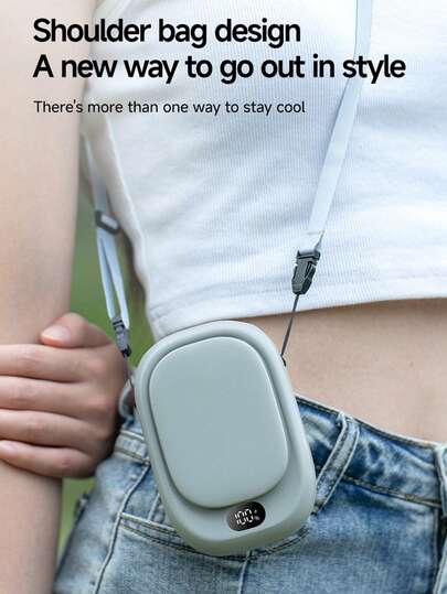 ViSSKO 여름 필수품 핸즈프리 선풍기 | 목/허리 착용 가능, 디지털 전원 디스플레이, 2000mAh 하루 종일 배터리, 4단계 풍속, 여행 동반자