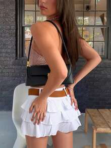 Áo không tay kẻ caro cổ tàu kiểu retro thanh lịch, thích hợp cho bãi biển và khu nghỉ dưỡng mùa hè. - Màu be - Xem 4