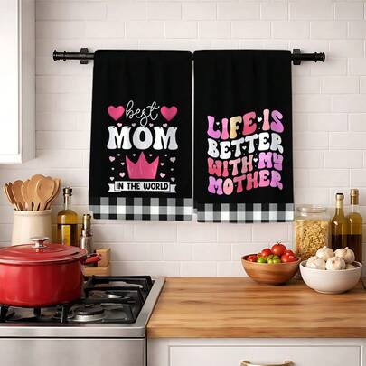 2/4/6pcs Mother's Day Themed Printed Dish Towels, Super Absorbent Microfiber Modern Cloths, Cooking And Baking Tea Towels, Dishcloths, Cleaning Rags, Hand Towels, Highly Soft And Absorbent, Kitchen Decor, Gifts For Neighbors, Moms, Birthdays, Housewarming For Friends, Kitchen Essentials, Daily Necessities, Mother's Day Gifts