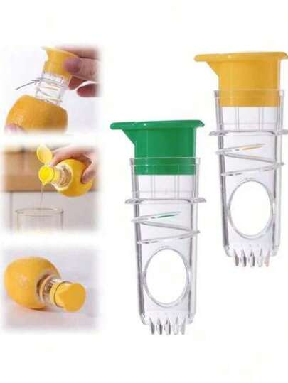 Plastic Lemon Juicer, Green Lemon Squeezer - With Lid Portable Juicer, Ideal For Kitchen Cooking