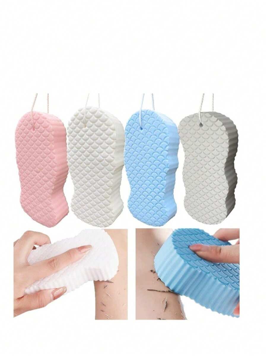 1/2/4个装柔软沐浴海绵，超柔软去角质沐浴海绵，超柔软身体磨砂沐浴玩具，可重复使用去角质死皮海绵