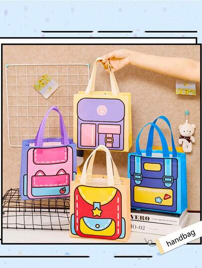 4pcs Cartoon Cute Non-Woven Storage Bags Student Holiday Gift Tote Bags