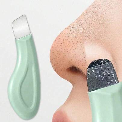 1pc Manual Blackhead Cleansing Tool, Blackhead Remover, Deep Pore Cleansing Scraper, Blackhead Extractor, Pore Cleansing Master, Comedone Extractor, Whitehead Remover, Facial Cleaning Tool, Beauty Care Tool, Non-Electric Skincare Brush, Smooth Texture, Mint Green Handle, Easy Grip, Pore Cleansing Accessory