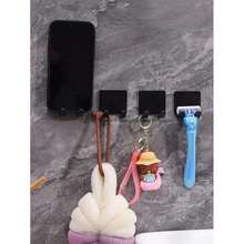 2pcs No Drill Plastic Razor Hook Wall Mounted Multi-Functional Plug Key Storage Adhesive Hook - Multicolor - View 3