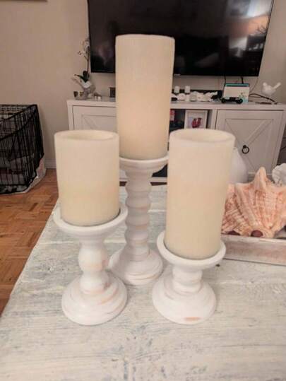 1pc Vintage Wooden Candle Holder, Solid Wood Candle Base Suitable For Dining Table Decor