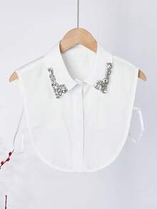 1pc Plaid, Checkered, Black & White Glass Rhinestone Studded Detachable Collar, Versatile For Holidays - Multicolor - View 16