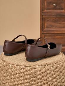 Women's Pointed Toe Splicing Low Vamp Flat Casual Shoes, Purple, Versatile, Suitable For Autumn & All Seasons - Brown - View 6