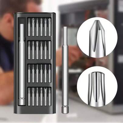 25-In-1 Precision Screwdriver Set, Portable Screwdriver Kit, Steel Material, No Charging Required, Equipped With Various Screwdriver Bits, Suitable For Disassembling Phones And Tablets, An Excellent Gift For Boyfriend, Home Repair Tool Set