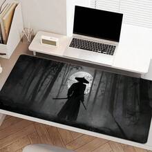 1 tấm lót chuột chơi game cỡ lớn hình kiếm sĩ, màu đen, hình silhouette, tấm lót bàn làm việc mở rộng, phụ kiện bàn làm việc văn phòng, thảm máy tính chống trượt với viền khâu chắc chắn, tấm lót bàn phím laptop đế cao su cho văn phòng tại nhà và game thủ, bền và chống thấm nước. - Xem 3