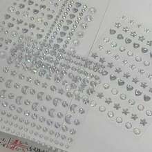 INS Style High-Quality Diamond Heart Stickers, DIY Asymmetrical Mini Diamond Stickers, Music Festival, Adhesive Diamond Stickers For Face & Eye Decoration, Laser Glitter Mini Stickers - Silver - View 3