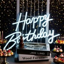 1pc Happy Birthday LED Neon Sign, Holiday Wall Decor, Home Party & Dorm Room Decoration, USB Powered, Ideal For Birthday Party Theme - Happy Birthday Light Board - View 12