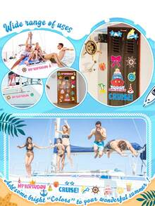 27pcs Birthday Party Cruise Door Magnet Decor, Funny Cruise Door Magnets For Women & Men Birthday Gifts, Reusable Happy Birthday Cruise Cabin Door Decoration Magnets, Refrigerator Magnets, Cute Captain Nautical Navigation Door Magnet Decor - 27 Pcs - View 7