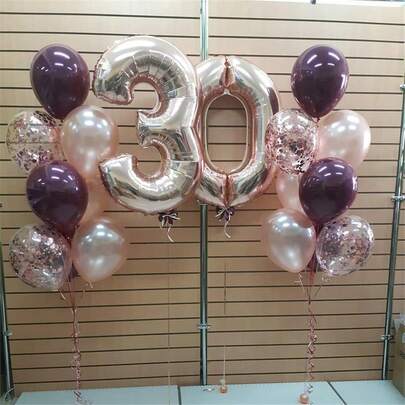 30pcs 10-Inch Romantic Wine Red, Matte White, Champagne Gold Latex Balloons Set With Rose Gold Ribbons & Confetti, Suitable For New Year Decoration, Birthday Party, Baby Shower, Wedding, Valentine's Day, Theme Party, Gender Reveal, Cocktail Party, Anniversary, Traditional Festivals, Formal Events, Indoor & Outdoor Scenes. Party Supplies, Party Decorations, Photo Backdrop.