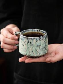 1pc 200ml Creative Ceramic Mug With Unique Reactive Glaze, Suitable For Breakfast, Water, Juice, Couples, Luxury Coffee, Latte Art, Beverage - Multicolor - View 3