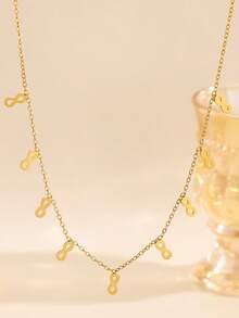 1pc Stainless Steel Minimalist Fashion Tassel Heart Star Pendant Necklace, Elegant Personalized Casual Versatile Jewelry Accessory For Women, Suitable For Daily Wear And Dates - Yellow Gold - View 16