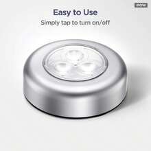 5pcs 3LED Touch Round Lights, Wireless Cabinet Night Light, Suitable For Corridors, Bathrooms, Bedrooms, Kitchens, Stairs, Home Decoration, Non-Rechargeable AAA Battery Power Supply, ≤ 36V Working Voltage - No Battery, Smart Light Sensor, Automatic Brightness Adjustment - 白光 - 查看 4