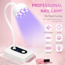 UV LED美甲灯迷你美甲烘干机无线美甲支架灯美甲360°可折叠美甲烘干灯紫外线美甲灯 - 白色 - 查看 2