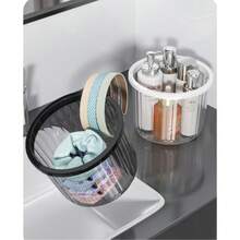 Corbeille de bureau minimaliste et créative, panier à papier sans couvercle avec anneau de pression pour la maison, pratique pour la cuisine, la salle de bain, le salon, le bureau et de multiples scénarios, poubelle de couleur transparente, design de luxe très attrayant, corbeille de bureau avec anneau de pression, grande ouverture et grande capacité, répond aux besoins quotidiens, multifonction, options de couleurs multiples. - Multiple - Voir 6