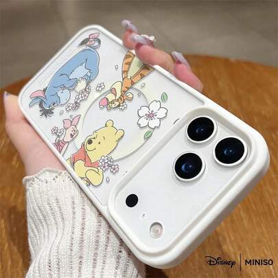 Miniso Disney Winnie The Pooh Cherry Blossom Phone Case Transparent Magnetic Shockproof Case Suitable For Iphone 17 Pro Max/17 Pro/17 Air/17/16/15/14/13/12/11/X/XS Pro/Pro Max Series Iphone 17 Pro Max Case Iphone 17 Pro Case Iphone 17 Case Stocking Stuffers The Girlfriend