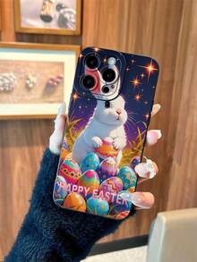 1个可爱兔子2D图案全包防滑软TPU手机壳，兼容 17、16、15、14、13、12、11 Pro/Pro Max/Plus及其他Galaxy机型，适合作为新年、生日、复活节、情人节、愚人节礼物送给朋友、家人、同事、爱人。 - 黑色 - 查看 2