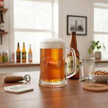 Personalised Name Script Font Birthday Large Beer Tankard Glass Gift For Men 680ml - View 4