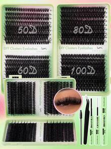 Bộ 720/640/621 bộ keo dán mi giả tự làm, bộ nối mi giả hình chữ D, bao gồm các độ dày 10D, 20D, 30D, 40D, 50D, 60D, 80D, 100D, 120D, 150D. - Màu xanh chanh - Xem 19