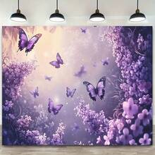 2D Flat  1 Piece Dreamy Floral Wall Tapestry |   Bright Purple And Blue Butterflies With A Glowing Effect, Made Of Polyester Fabric, Decorating Living Rooms, Offices, Or Parties, Available In Various Sizes (59x39, 51.18x59) - 多色 - 查看 1