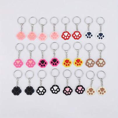 12个/6个PVC卡通熊掌和猫掌钥匙扣套装，装饰悬挂配件带钥匙扣，适合作为派对礼物、节日用品和返校季礼物，背包挂件，适合收藏，汽车钥匙挂件，时尚背包装饰，背包汽车链，生日礼物（款式随机）