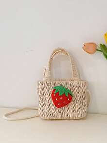 Pink Bow Straw Handbag, Girly Woven Underarm Bag, Summer Mini Purse - Multicolor - View 19