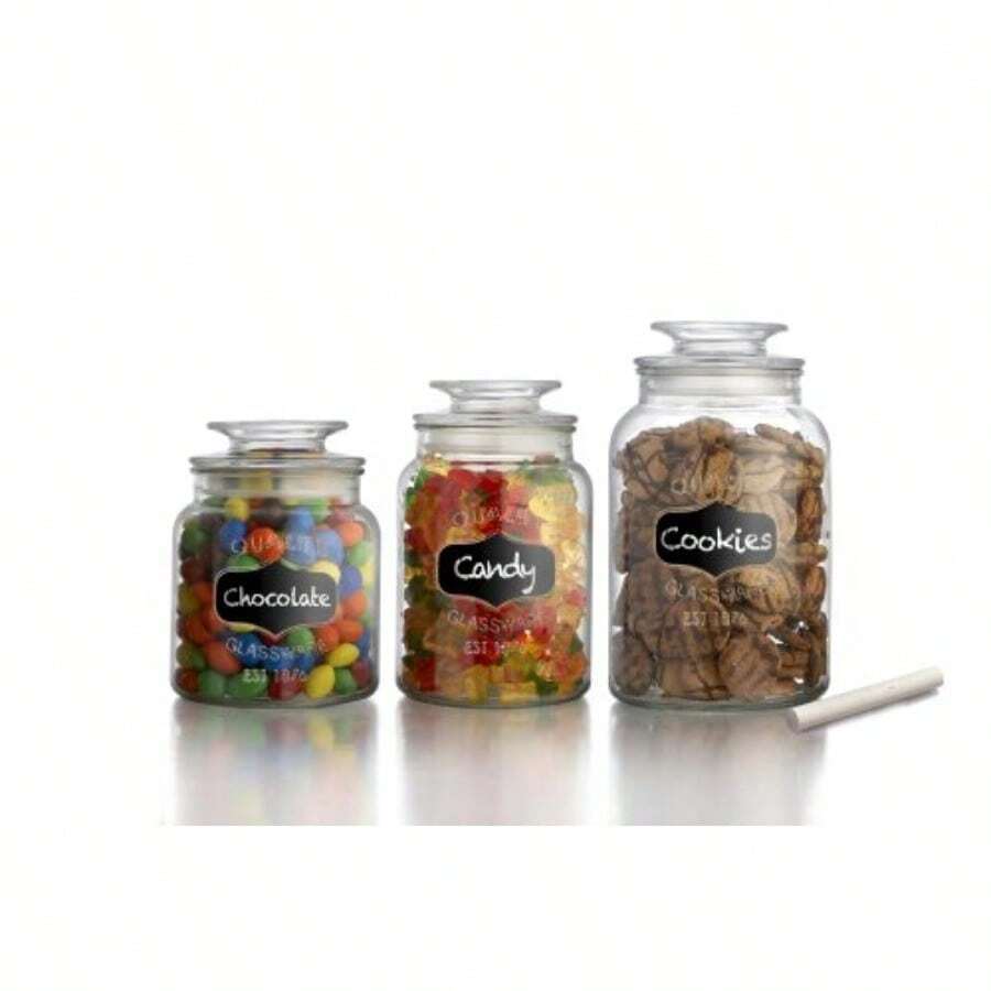 Style Setter Chalkboard Glass Canisters Clear Set of 3 - Por supuesto - Ver 1