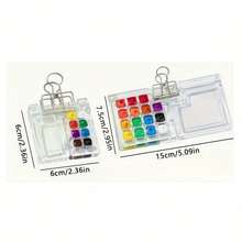 8/15 Color Palette + 3pcs Portable Water-Storing Brush Set, Acrylic Portable Paint Box Tool Kit (Paint Box And Brushes Exclude Ink And Paint) - Sets - View 2