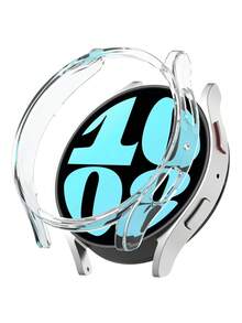 1个男女通用时尚舒适防摔PC镂空保护壳，适用于三星Galaxy Watch 40mm/44mm、Galaxy Watch 4/5/6/7，智能手表配件防震保护套 - 鏤空透明 - 查看 8