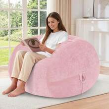 HABUTWAY - Puf grande de 3 pies con relleno de espuma viscoelástica terciopelo ultrasuave con asa portátil y funda extraíble cómodo sofá para sala de estar sin montaje color rosa - Rosa - Ver 4