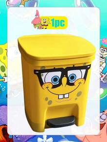 SpongeBob SquarePants SpongeBob Themed - Cute Cartoon Funny Expression Trash Can. This Is A Large Capacity Trash Can Suitable For Living Room, Bedroom And Outdoor Activities. - Yellow - View 20