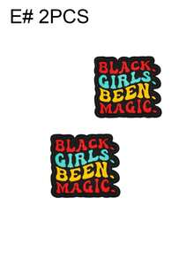 1 set de 2/6 pièces Série de lettres anglaises du monde noir. Écusson de broderie exclusif aux personnes noires. Insigne en polyester, applique à repasser ou à coudre. Accessoire de vêtement, autocollant pour sacs à dos, jeans, vestes, t-shirts, chapeaux, robes, etc. - écraser - Voir 29